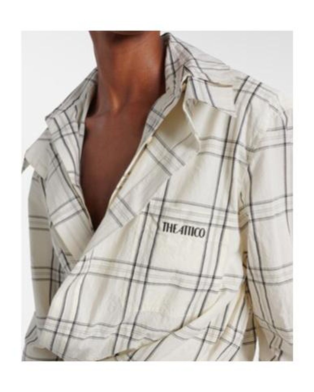 The Attico White Checked Cotton Minidress