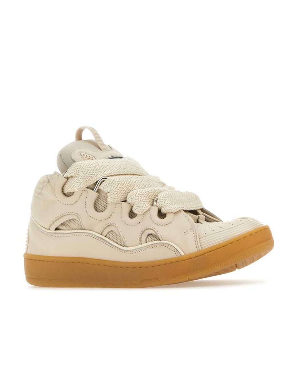 Lanvin Natural Curb Lace-Up Sneakers for men