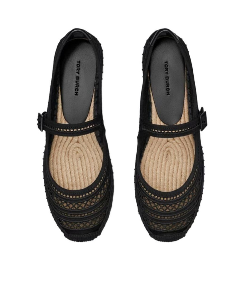 Tory Burch Black Open Weave Strap Espadrilles