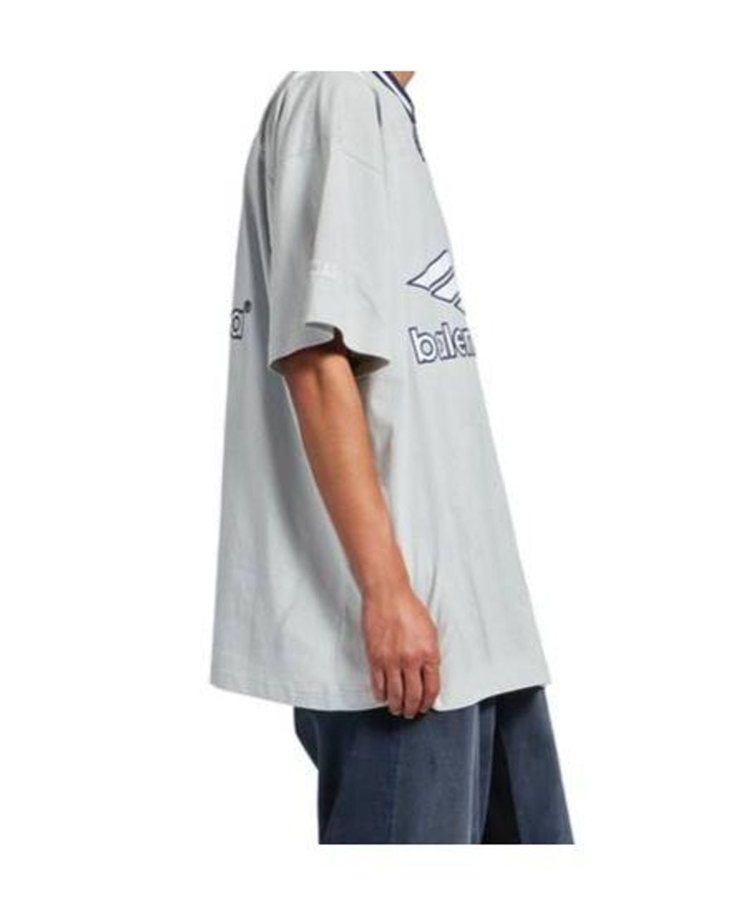 Balenciaga White 3B V-Neck Oversized Football T-Shirt for men