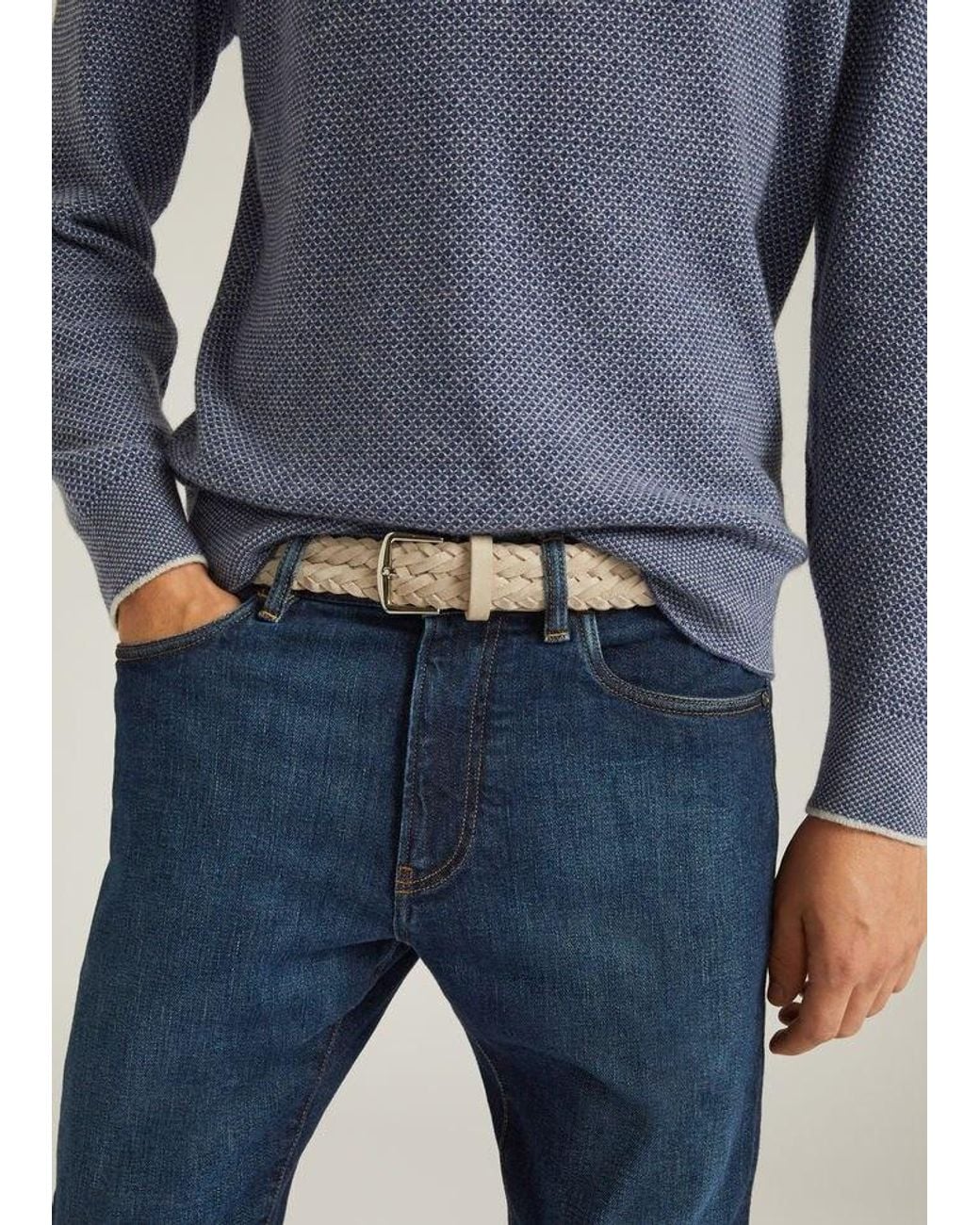 Loro Piana White Alsavel Buckle Belt for men