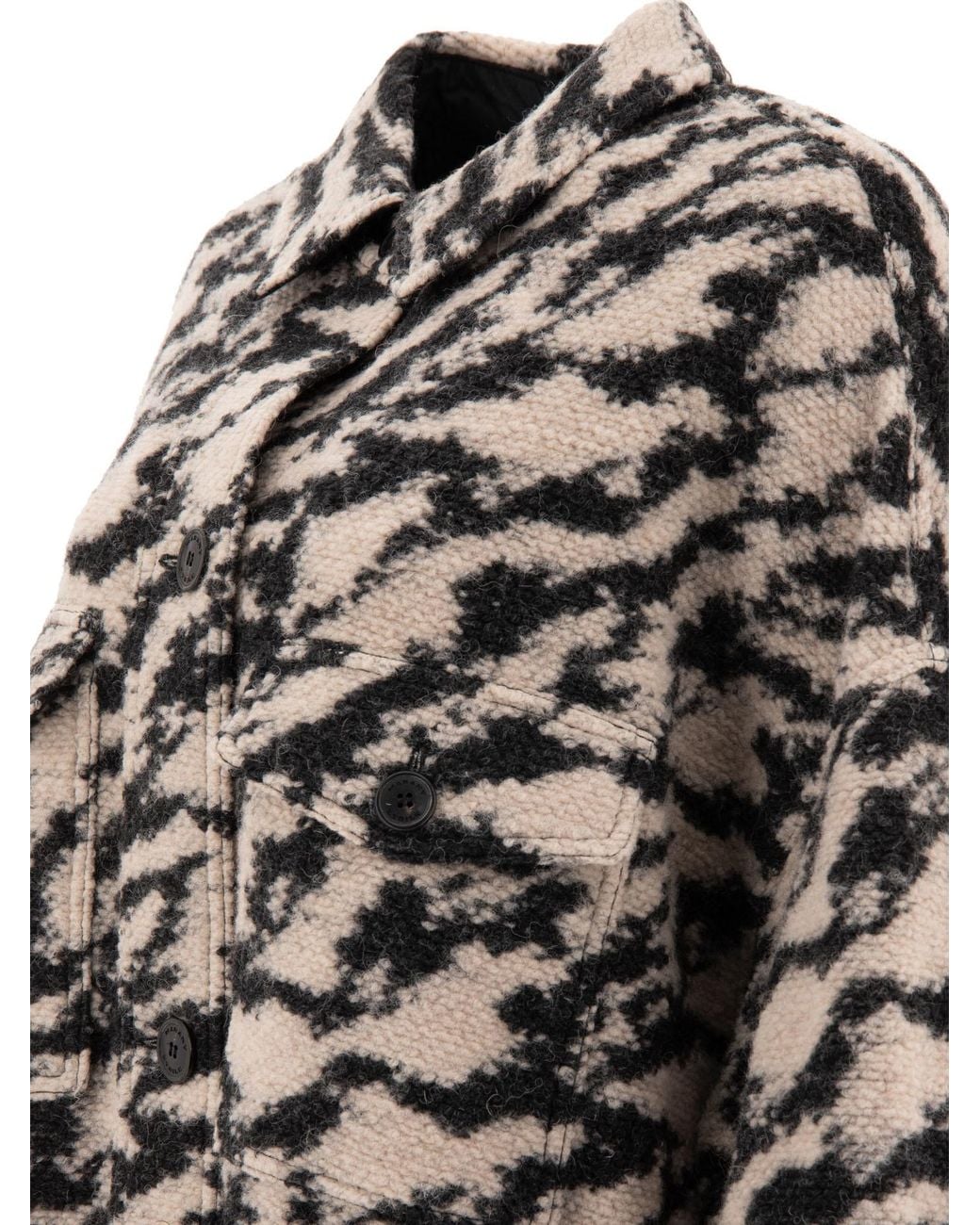 Isabel Marant Black Isabel Marant Étoile Fontizi Patterned Buttoned Coat