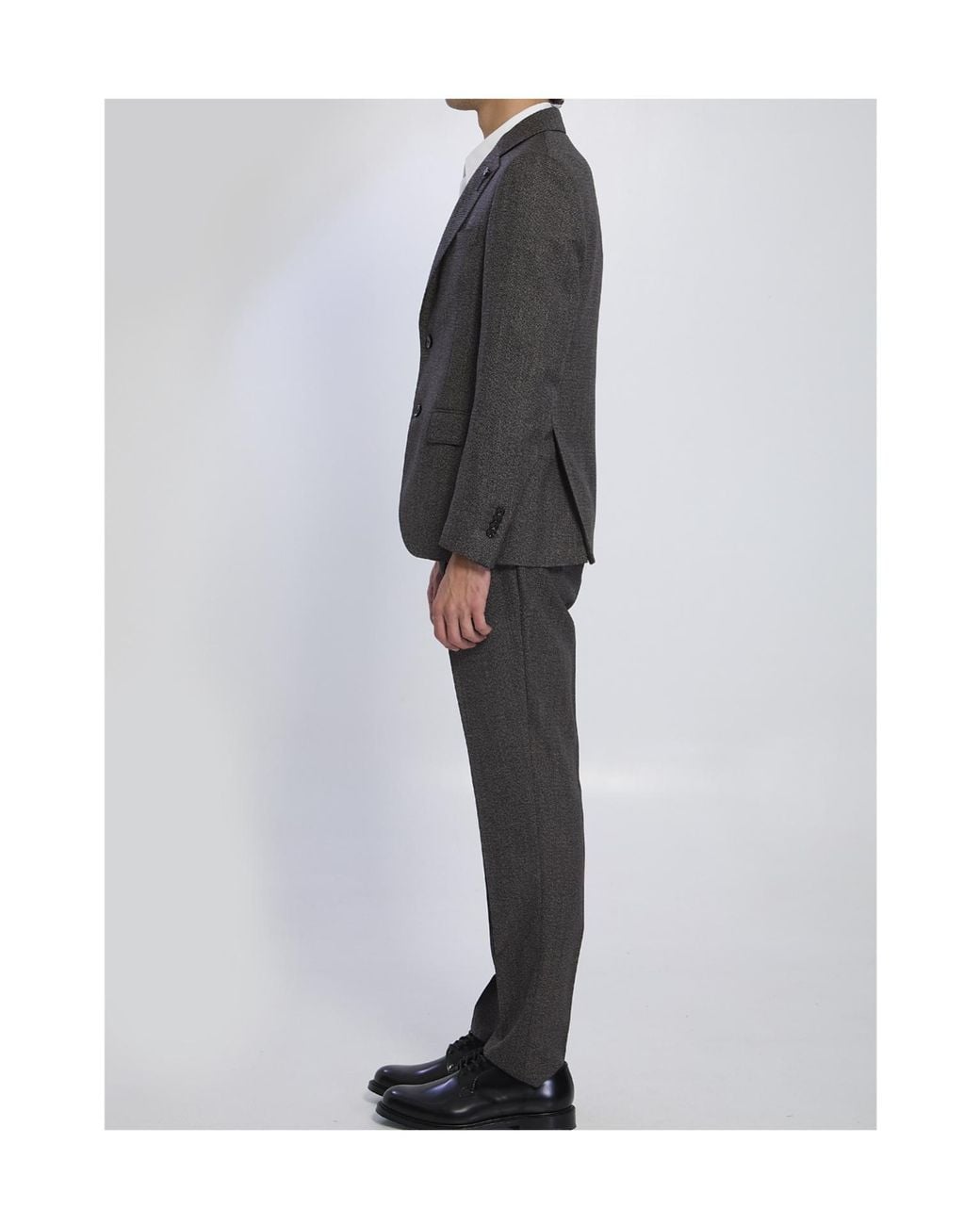 Lardini Black Single-Breasted V-Neck Suit for men