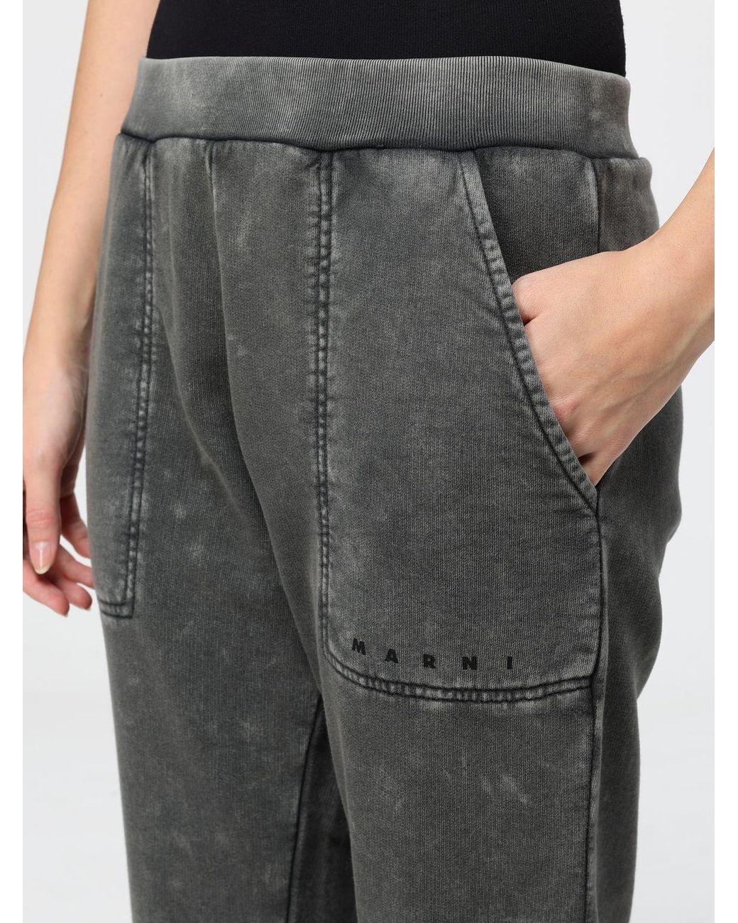 Marni Gray Acid-Wash Logo-Print Track Pants