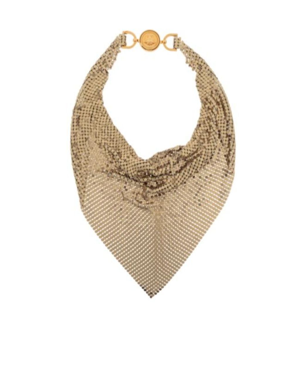 Versace White Medusa Head Motif Embellished Necklace