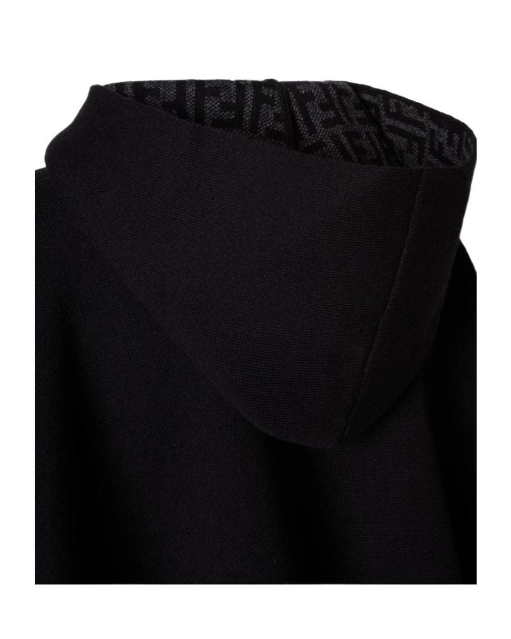 Fendi Black Hooded Ff Monogram Cape