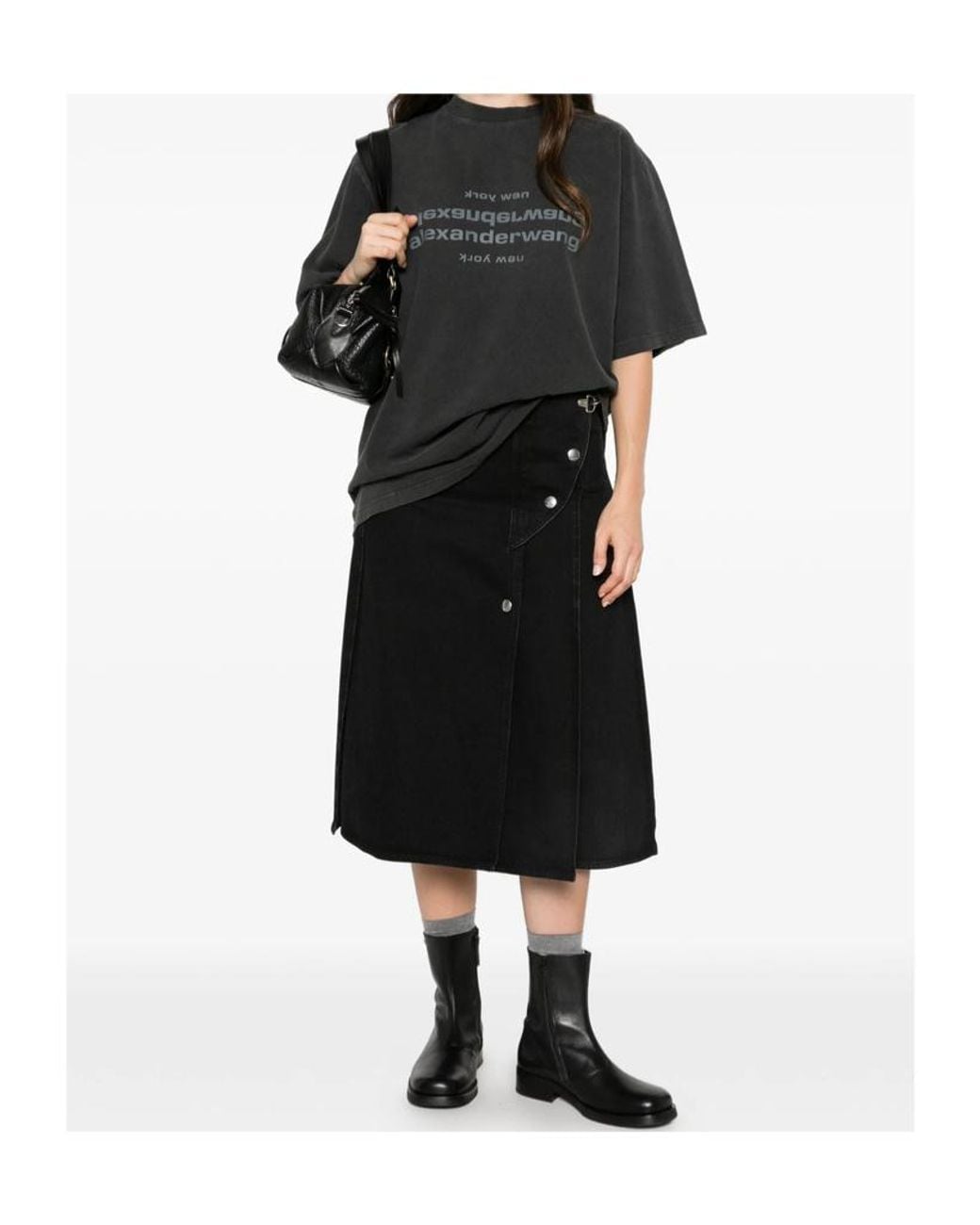 Alexander Wang Black Logo-Print Cotton T-Shirt