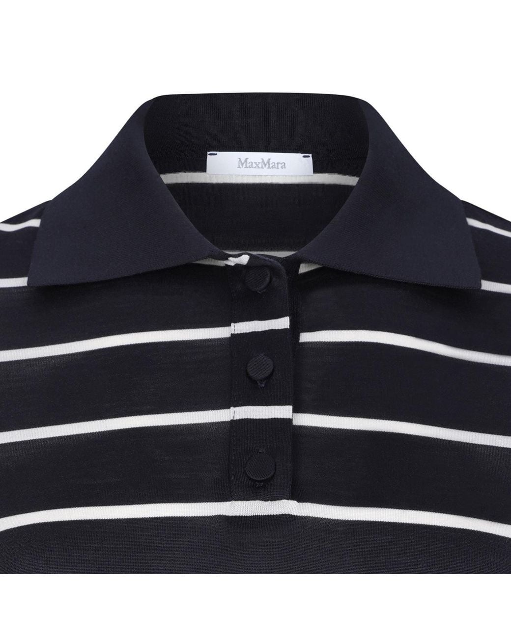Max Mara Blue Bellico Striped Short-Sleeved Polo Shirt