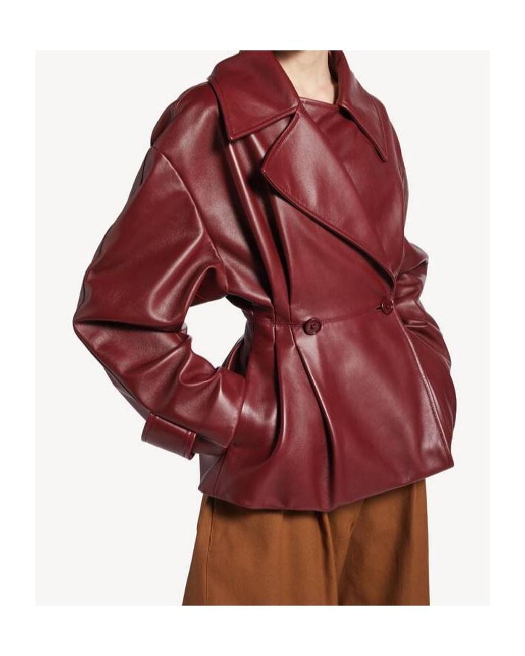 Balenciaga Red Folded Short Leather Jacket