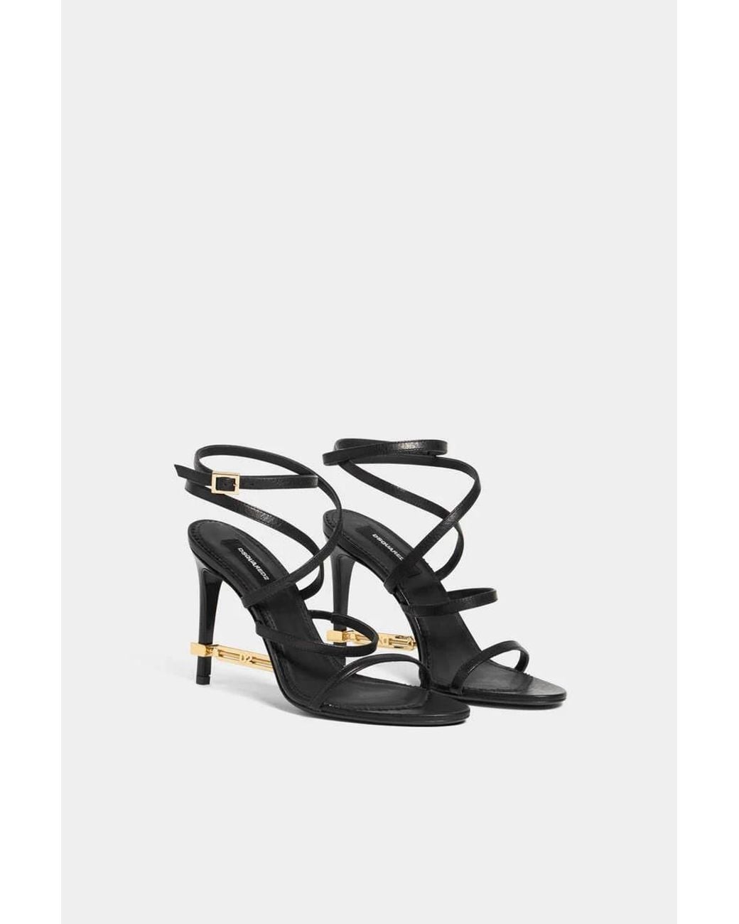 DSquared² Metallic Strappy Heeled Sandals