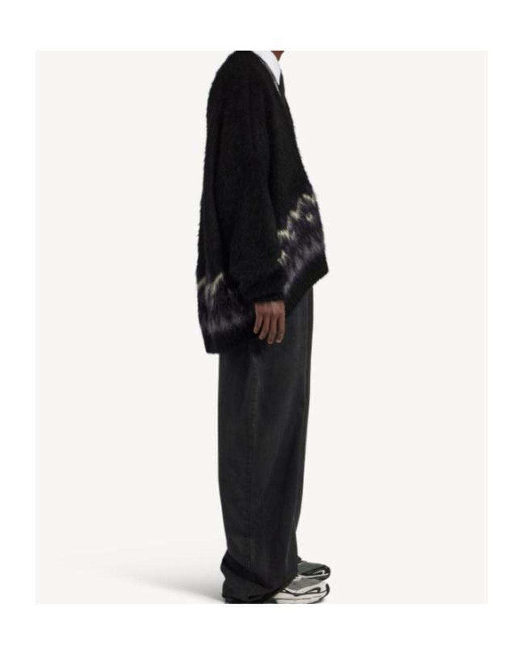 Balenciaga Black V-Neck Oversized Jumper for men