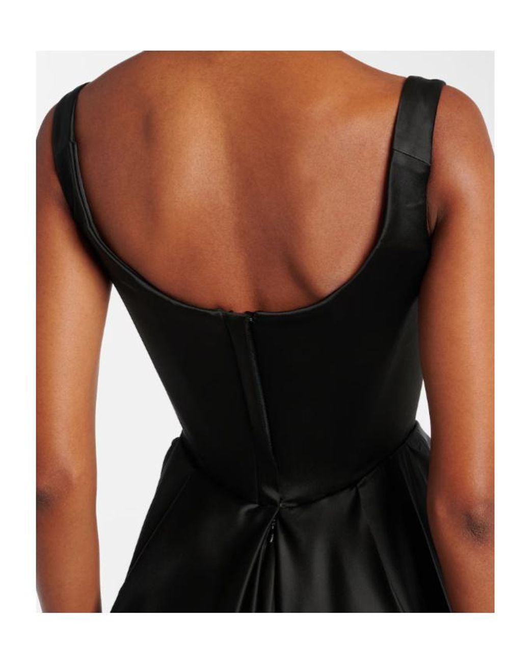Vivienne Westwood Black Camille Draped Crêpe Satin Bustier Gown
