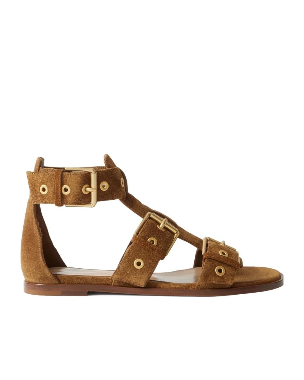 Gianvito Rossi Brown Buckled Suede Sandals