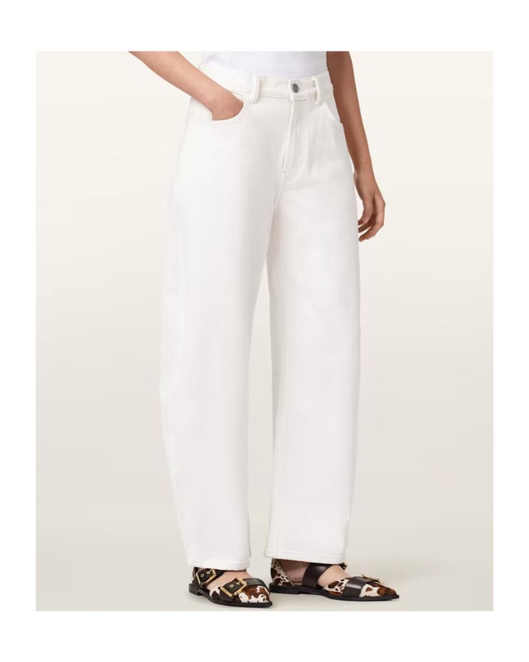 AllSaints White Sadie Barrel Leg Denim Jeans