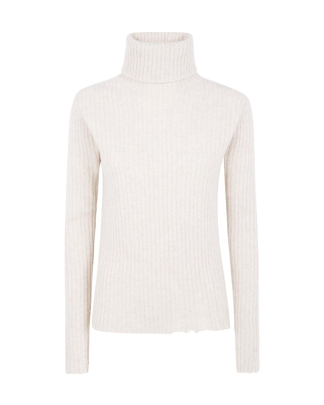 Uma Wang White Turtleneck Ribbed Sweater