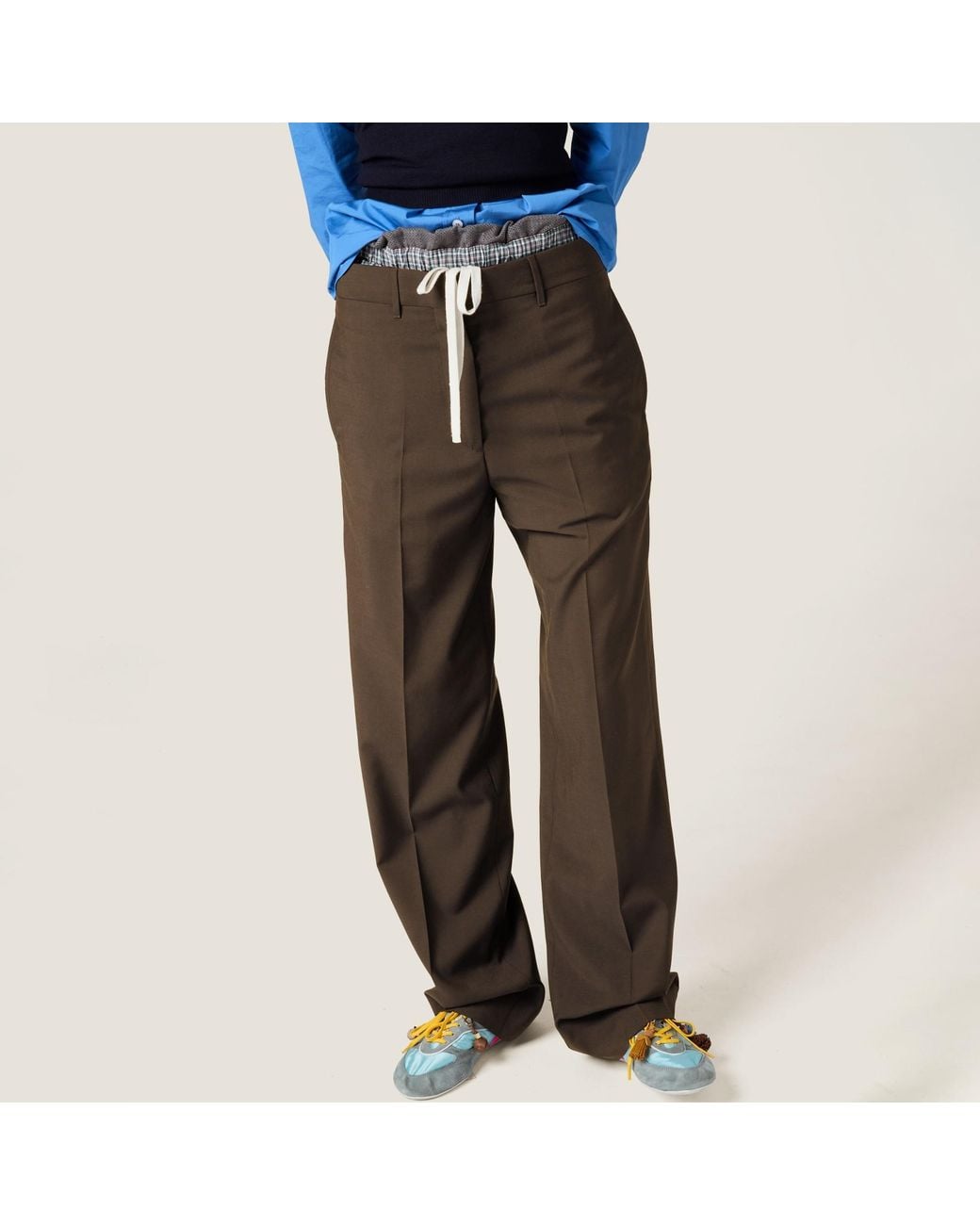 Miu Miu Brown Straight-Leg Tailored Trousers