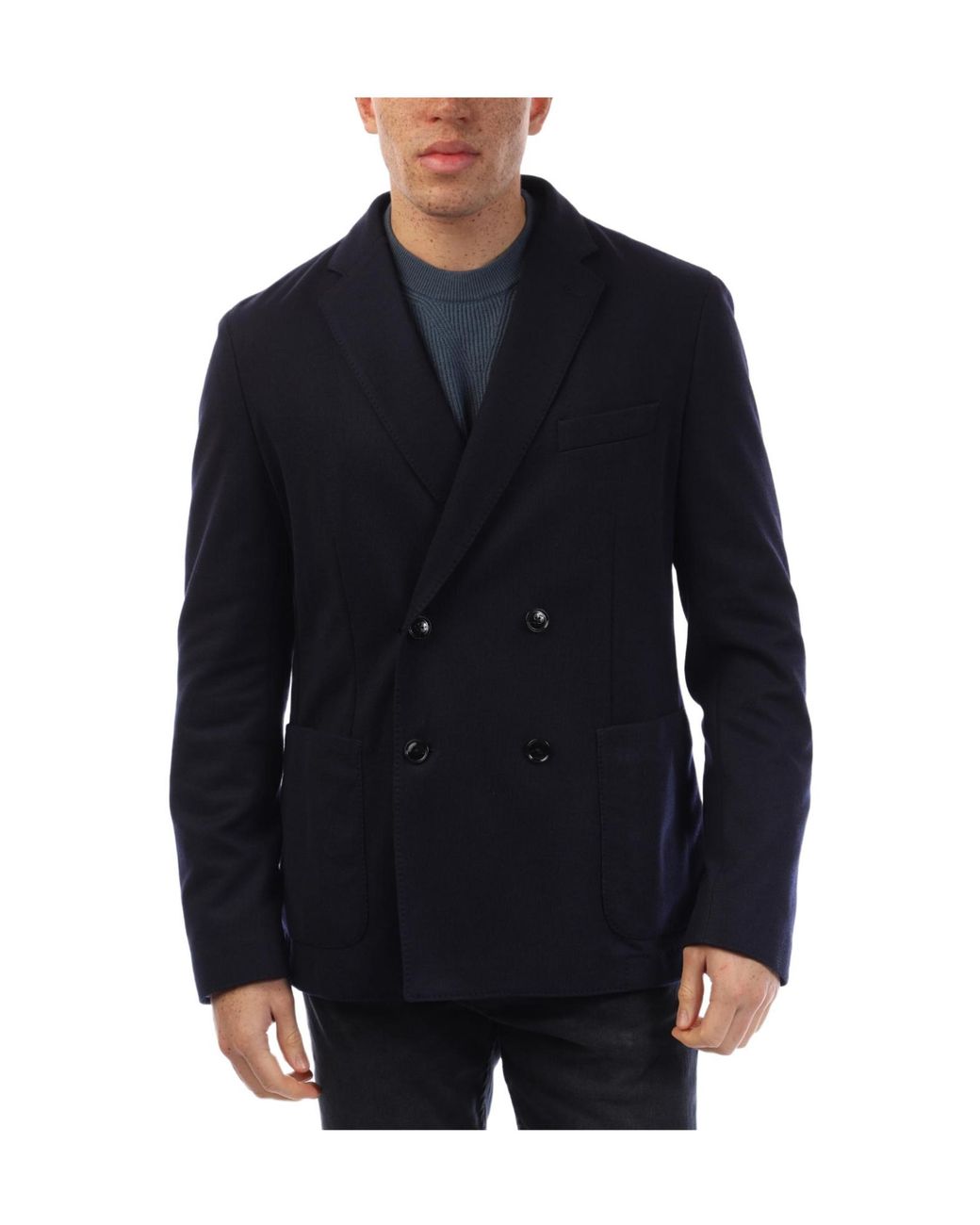 Boss Blue Double-Breasted Blazer for men