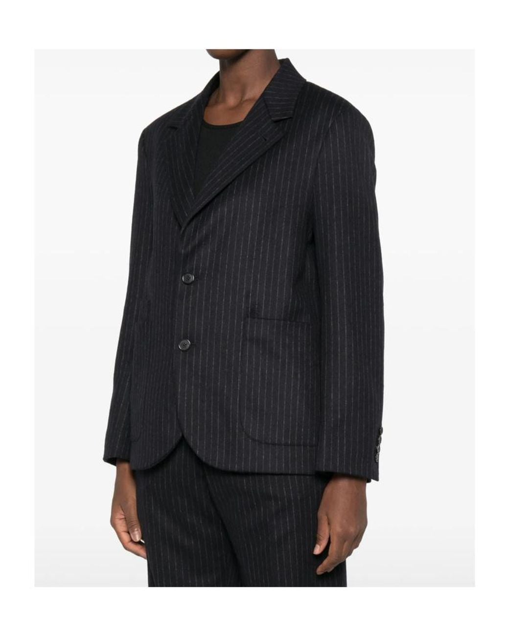 Barena Black Pinstripe Twobutton Blazer