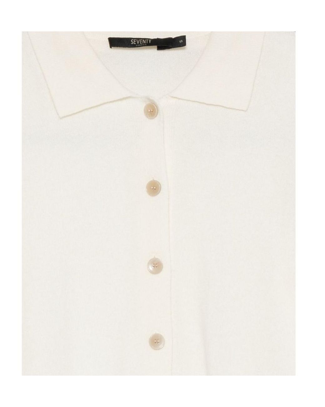 Seventy White Single-Breasted Long-Sleeve Knit Top
