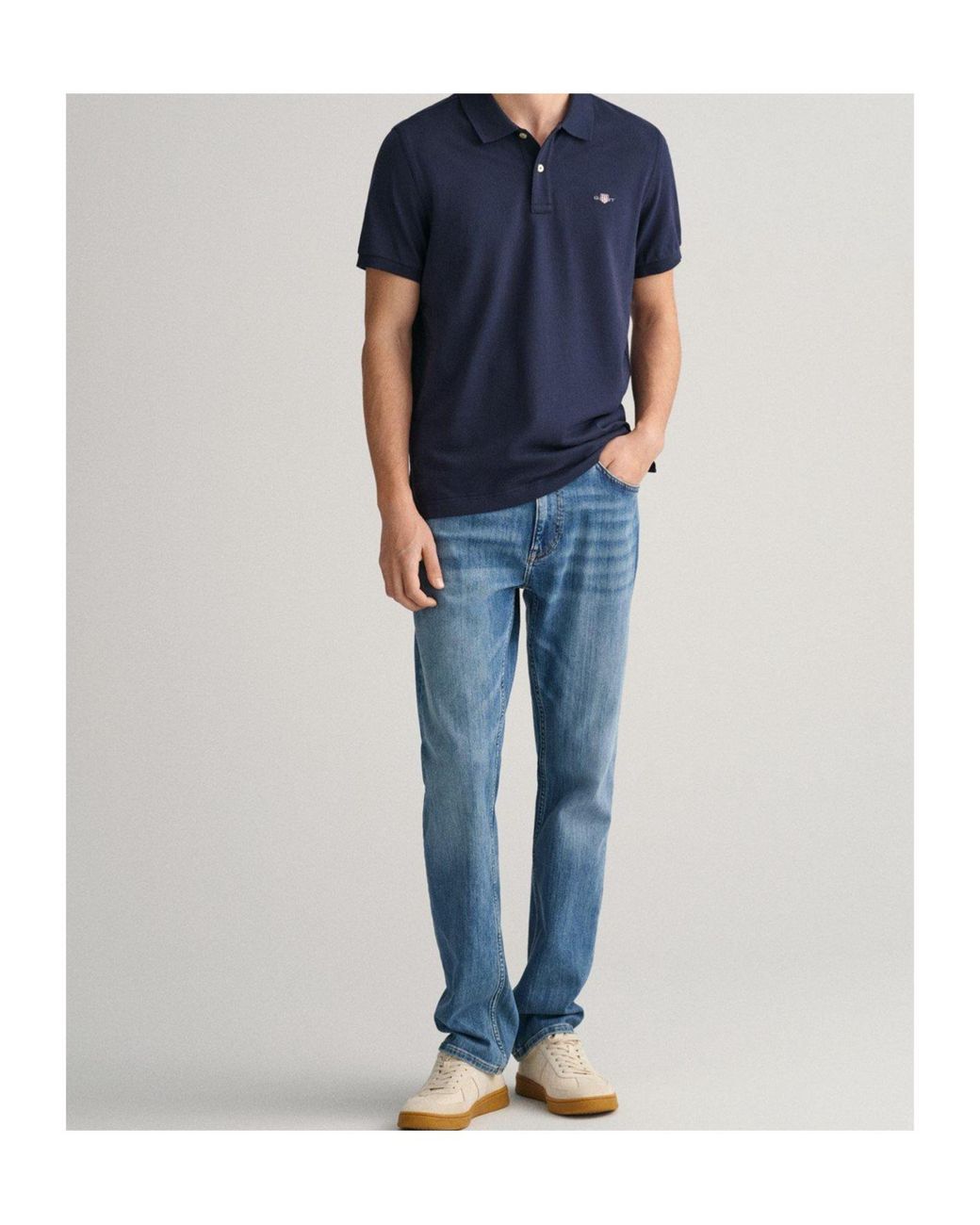 Gant Blue Logo Short Sleeve Polo Shirt for men