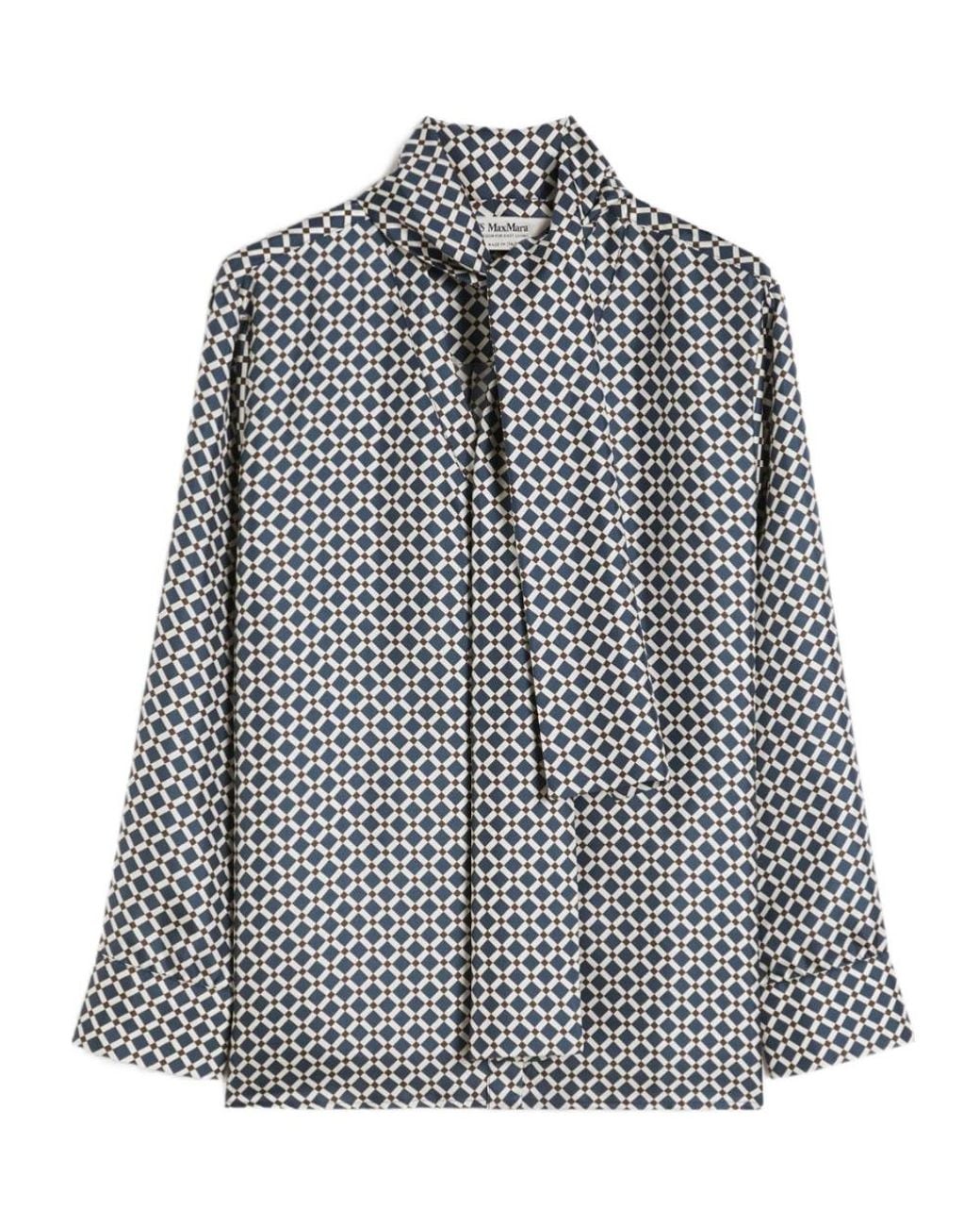 Max Mara Gray Smmvittoria Silk Sash Blouse