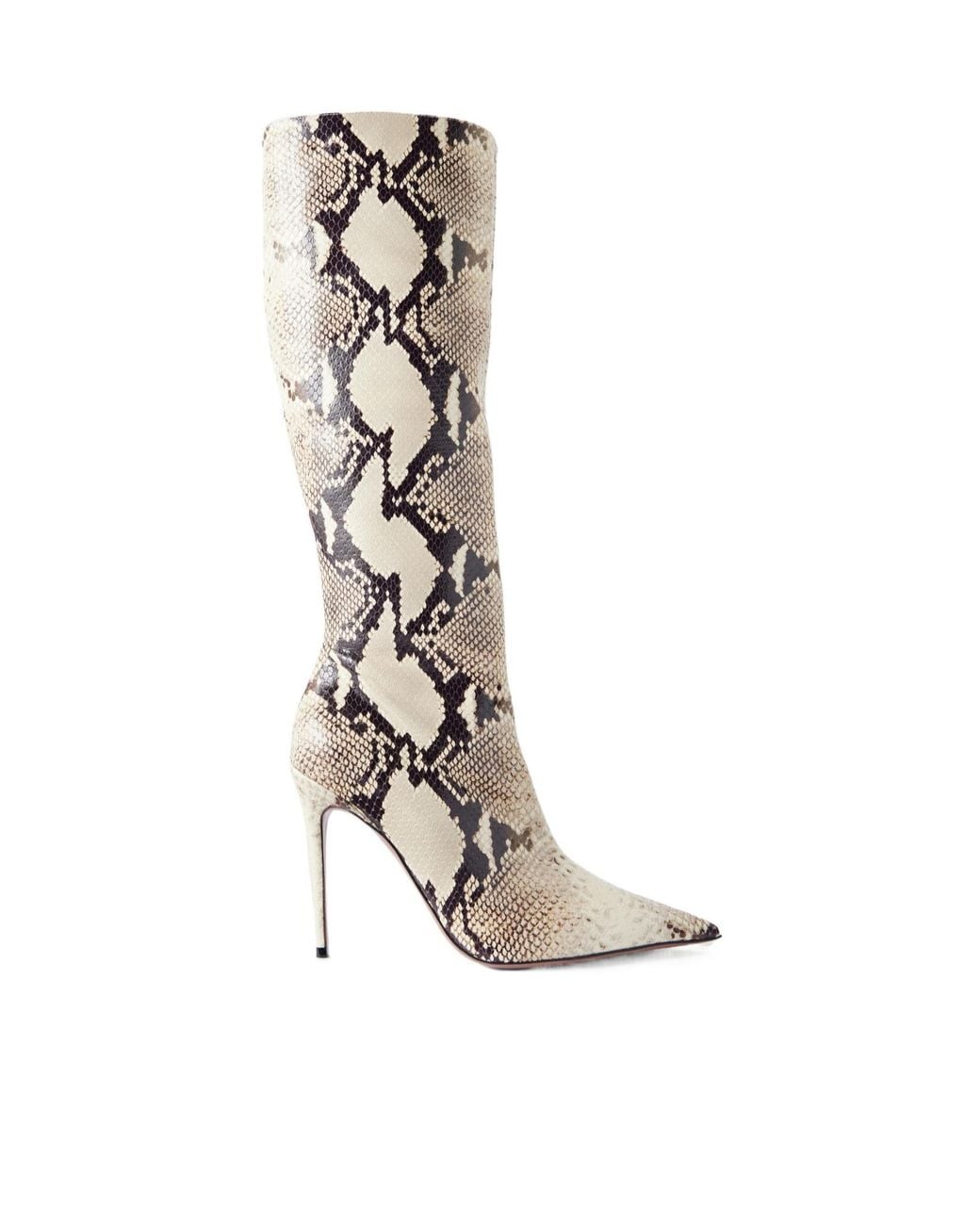 Paris Texas White Snake-Effect Leather Knee Boots
