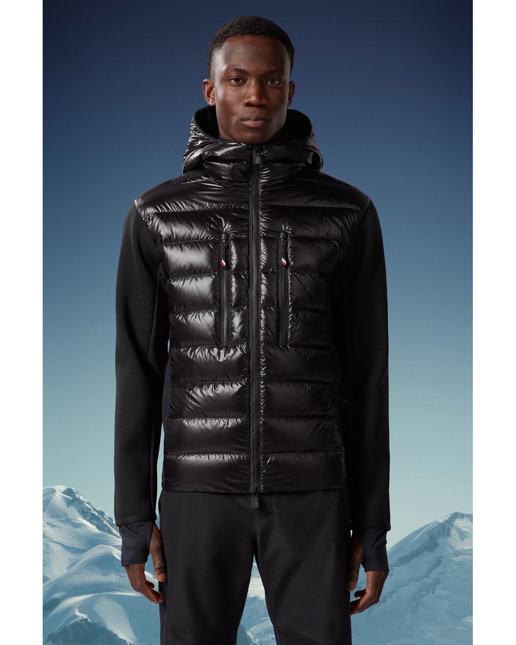 Moncler Black Padded Zip-Up Hoodie for men