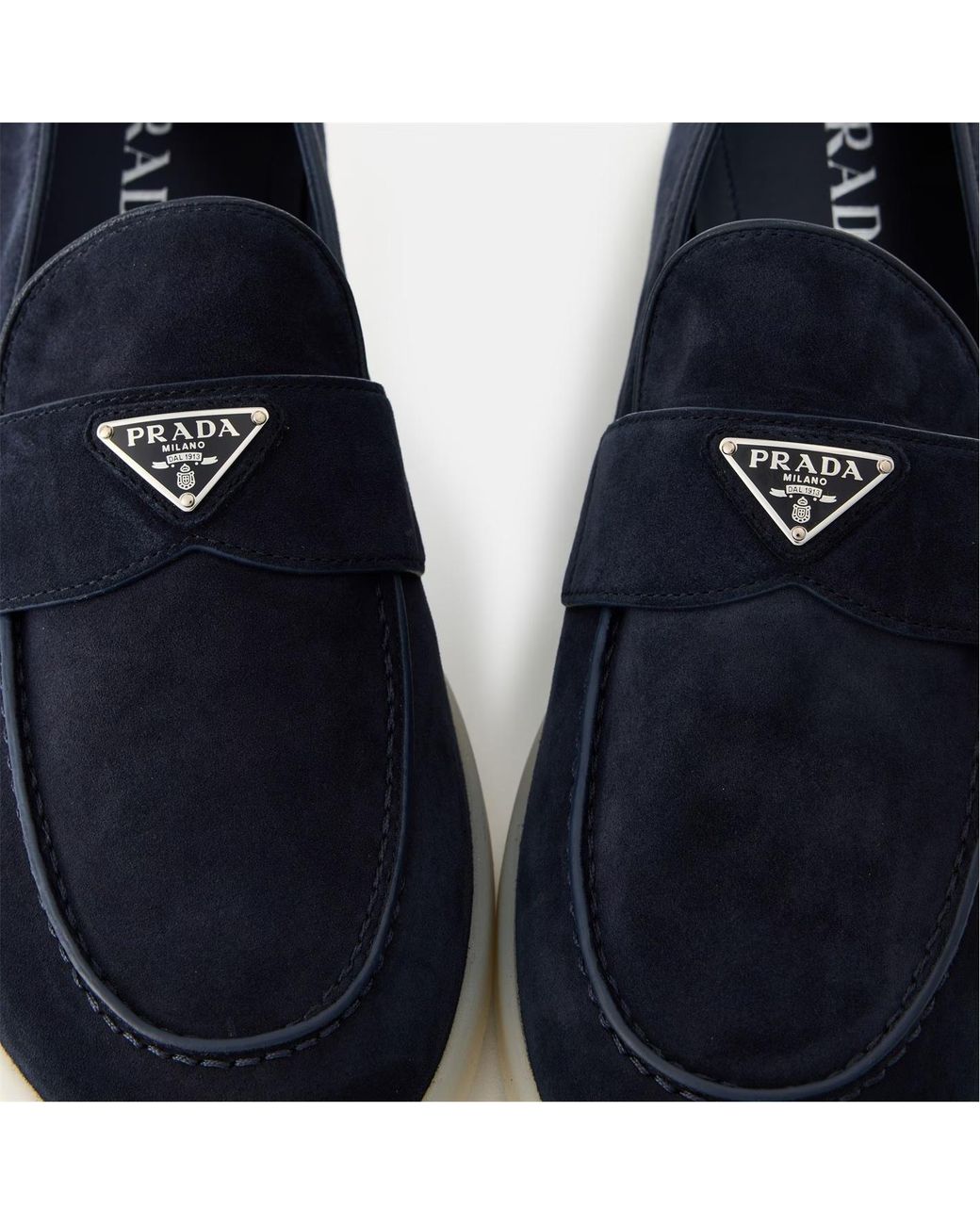 Prada Blue Logo Loafers for men