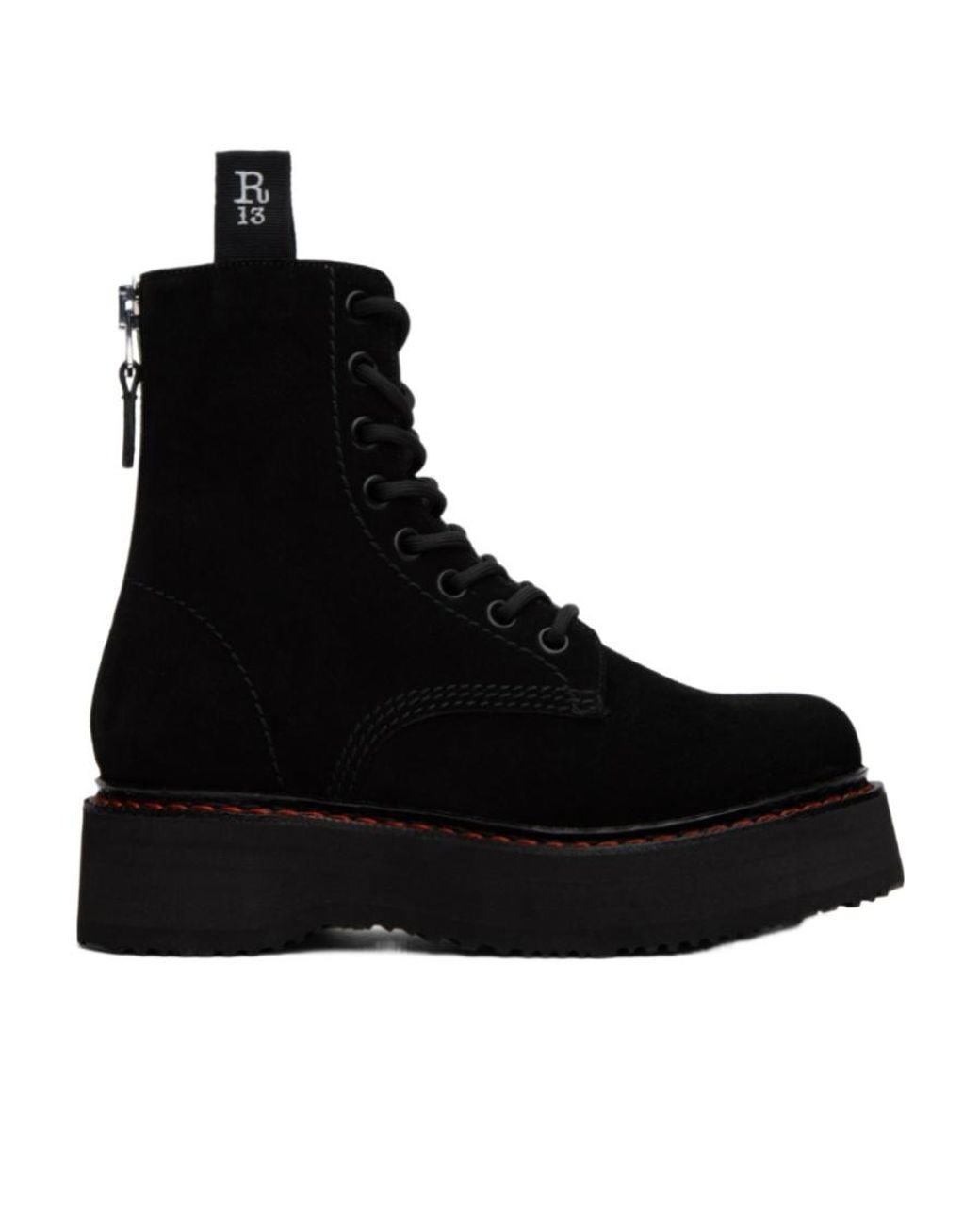 【関税込み】R13 ブラック Single Stack ブーツ r13-BlackSuede-Single-Stack-