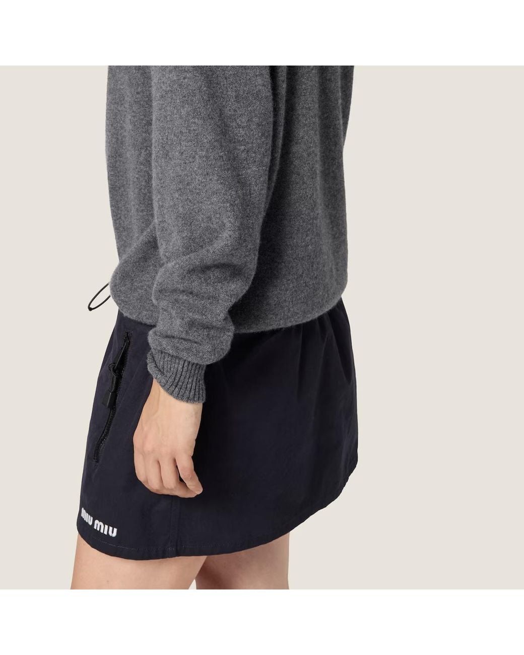 Miu Miu Gray Cashmere And Jersey Sweater