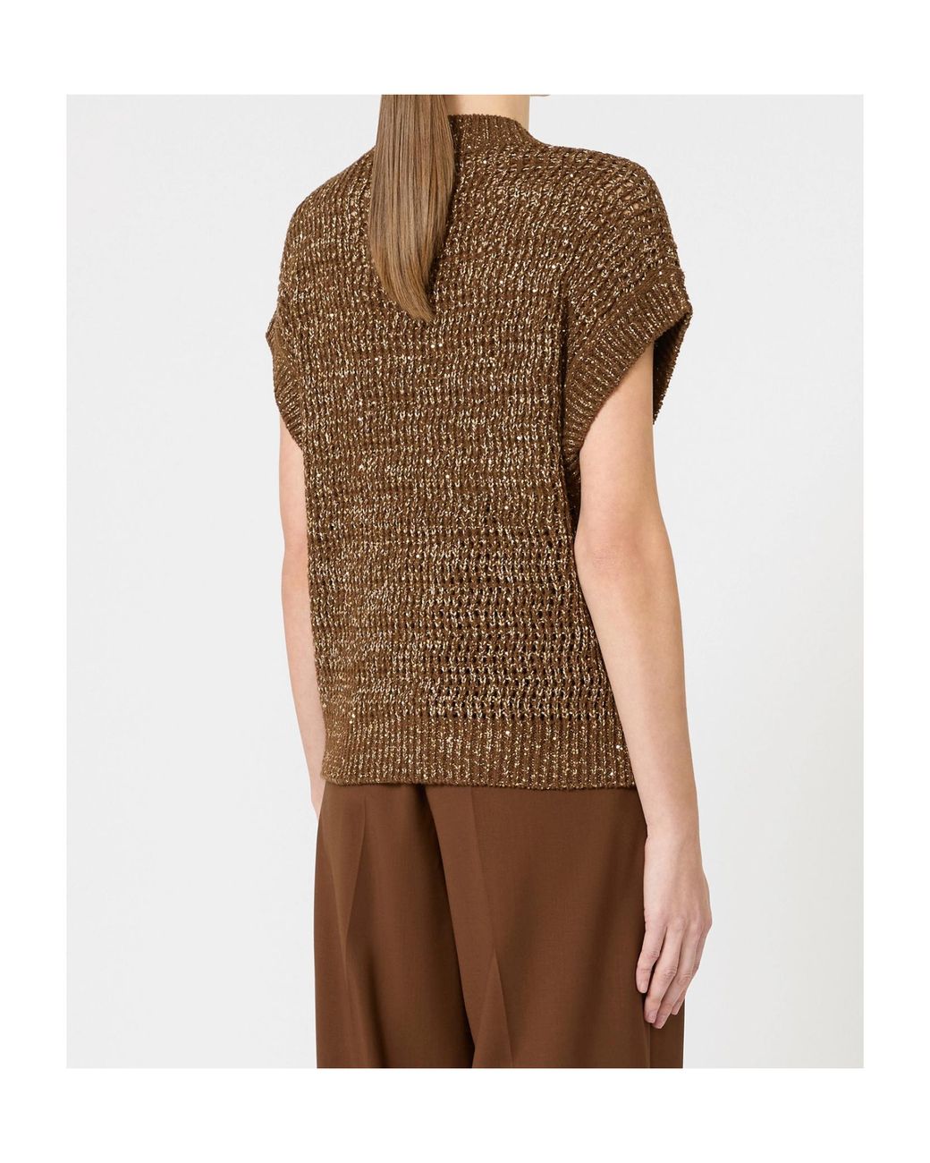 Max Mara Brown Openwork Top