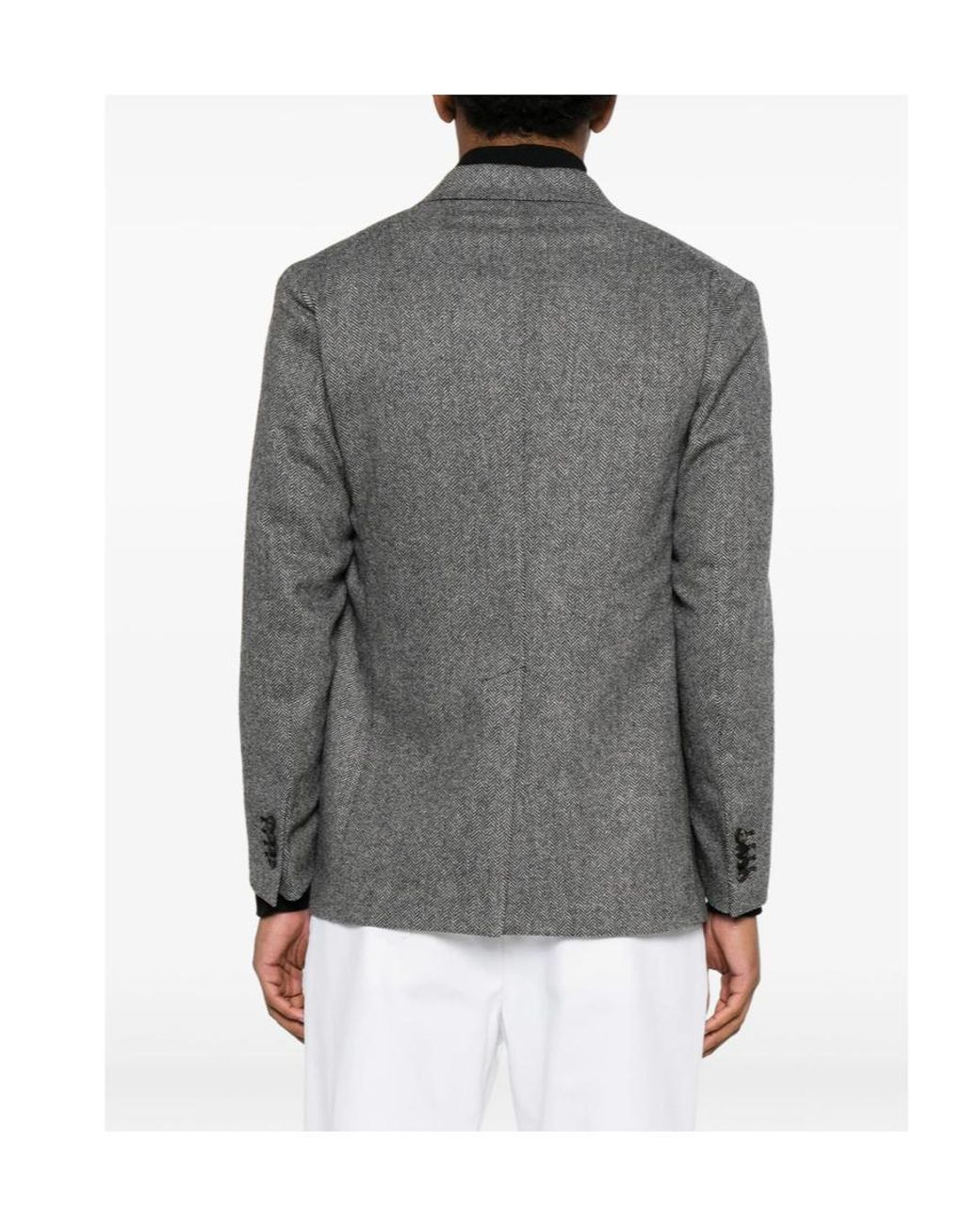 Tagliatore Gray Herringbone Double-Breasted Blazer for men
