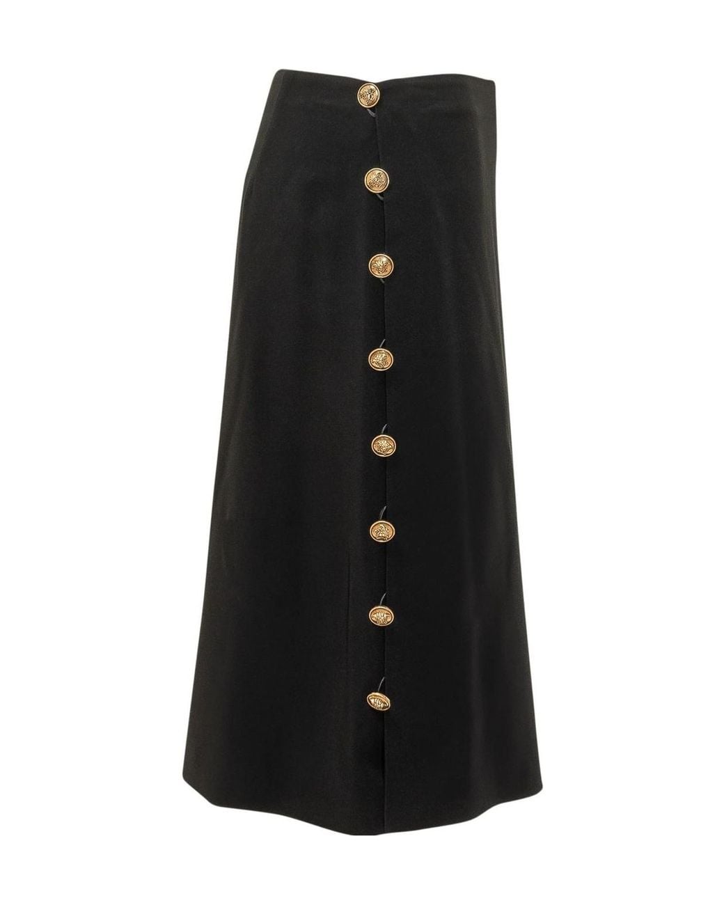 Versace Black Button-Detailed Midi Skirt