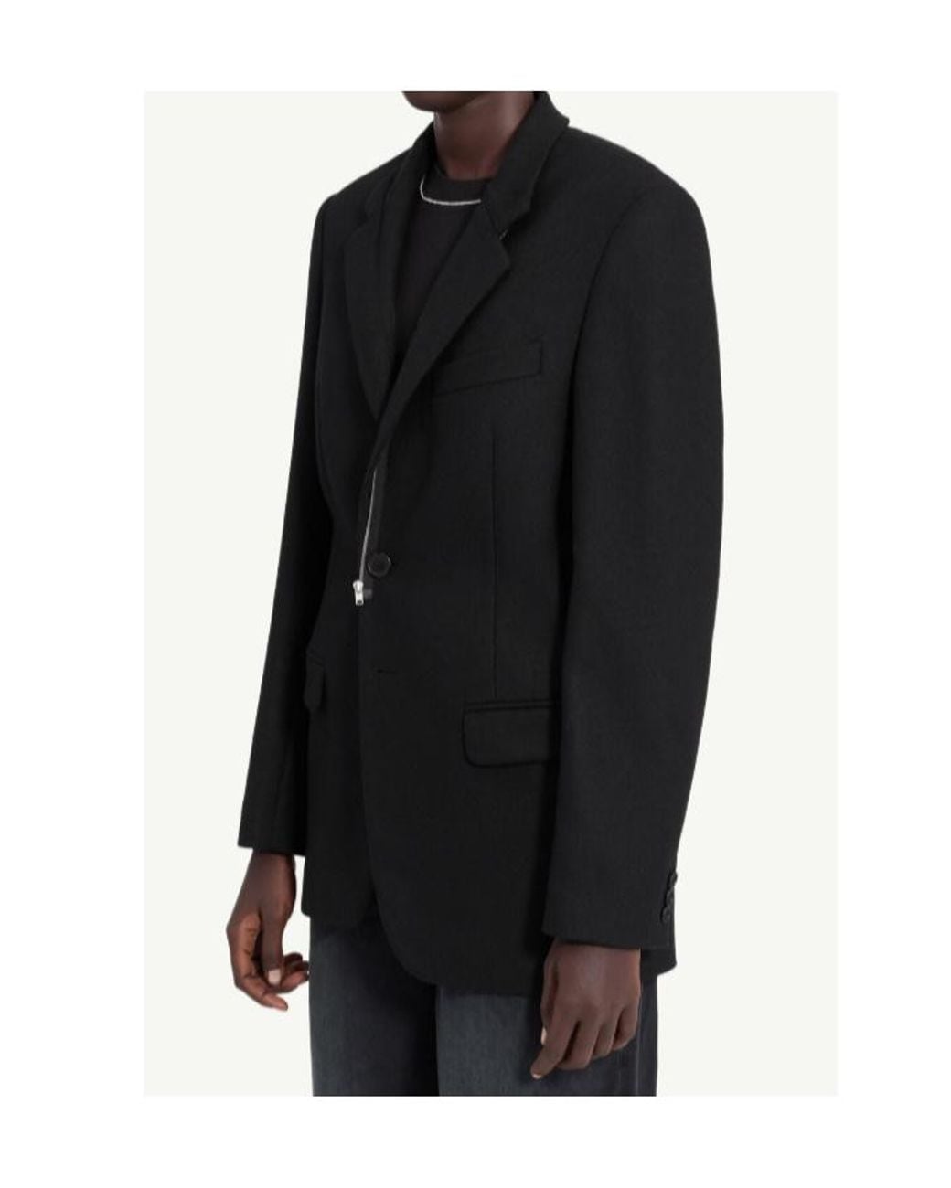 MM6 by Maison Margiela Black Long Sleeve Zip-Front Blazer