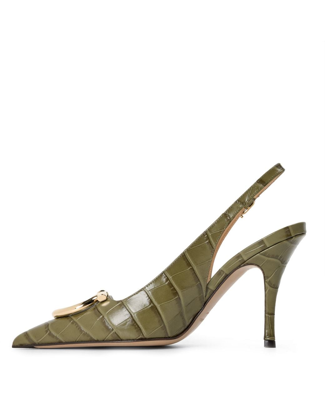 Ferragamo Metallic Croc-Embossed High Heels
