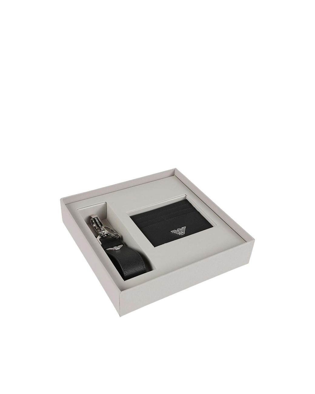 Emporio Armani Metallic Logo-Plaque Card Holder And Keyring Set for men