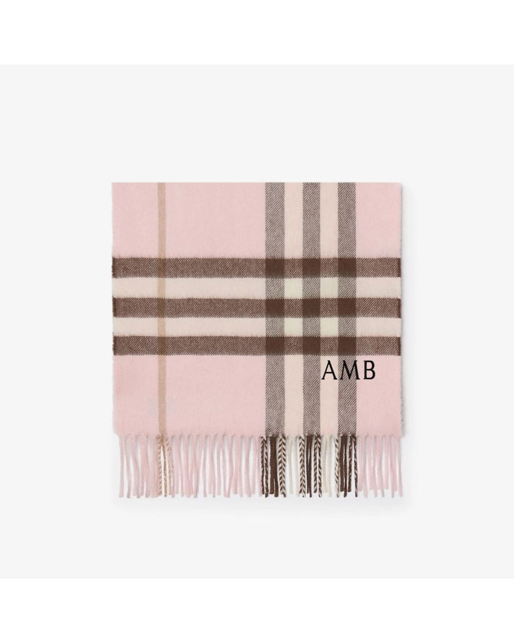 Burberry Pink Checked Fringed-Edge Scarf