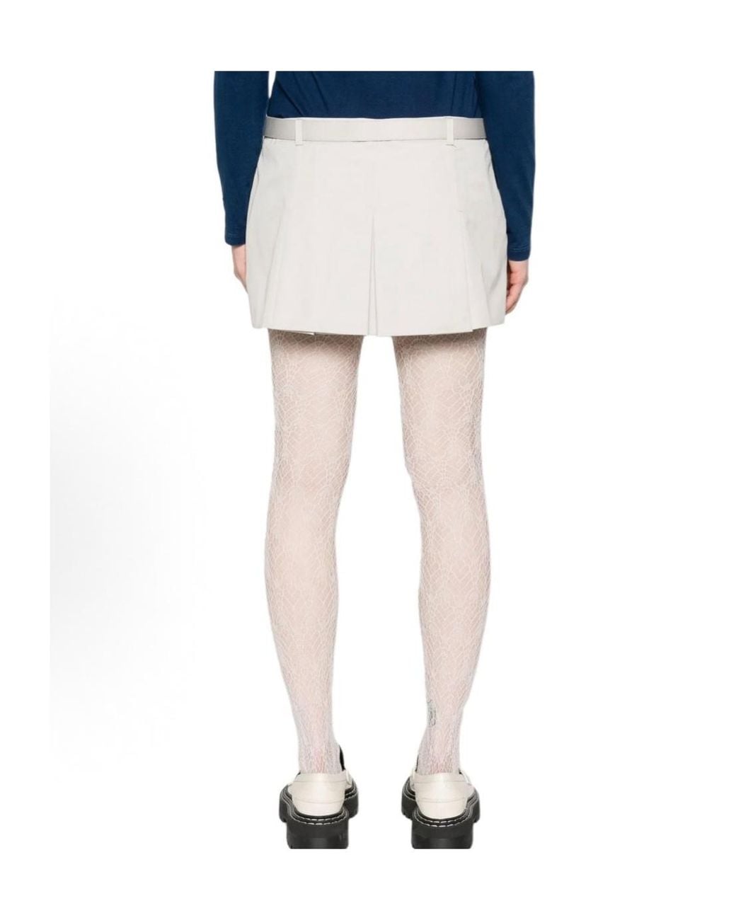 Miu Miu White Low-Rise Logo-Buckle Pleated Mini Skirt