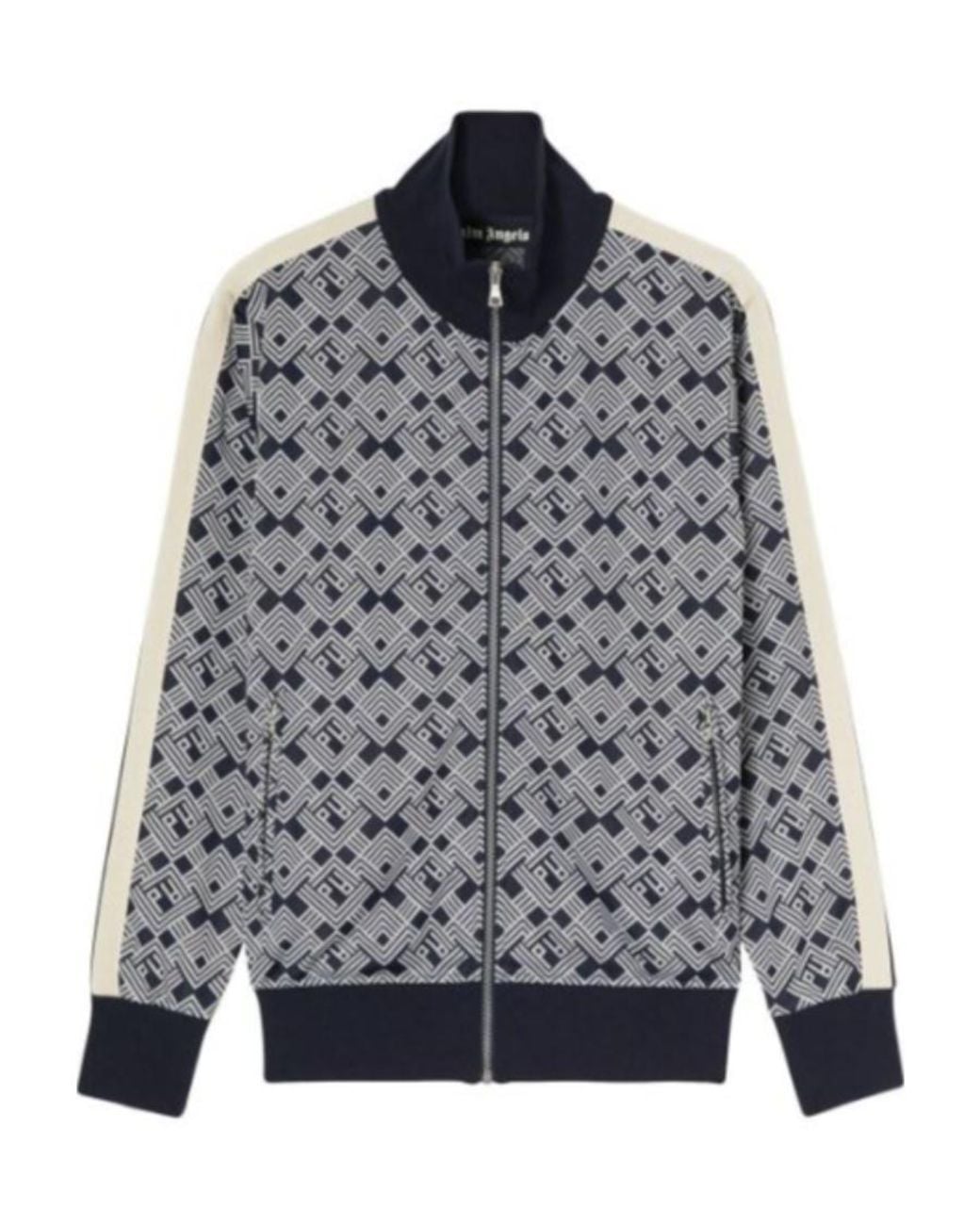 Palm Angels Gray Monogram High Neck Track Jacket for men