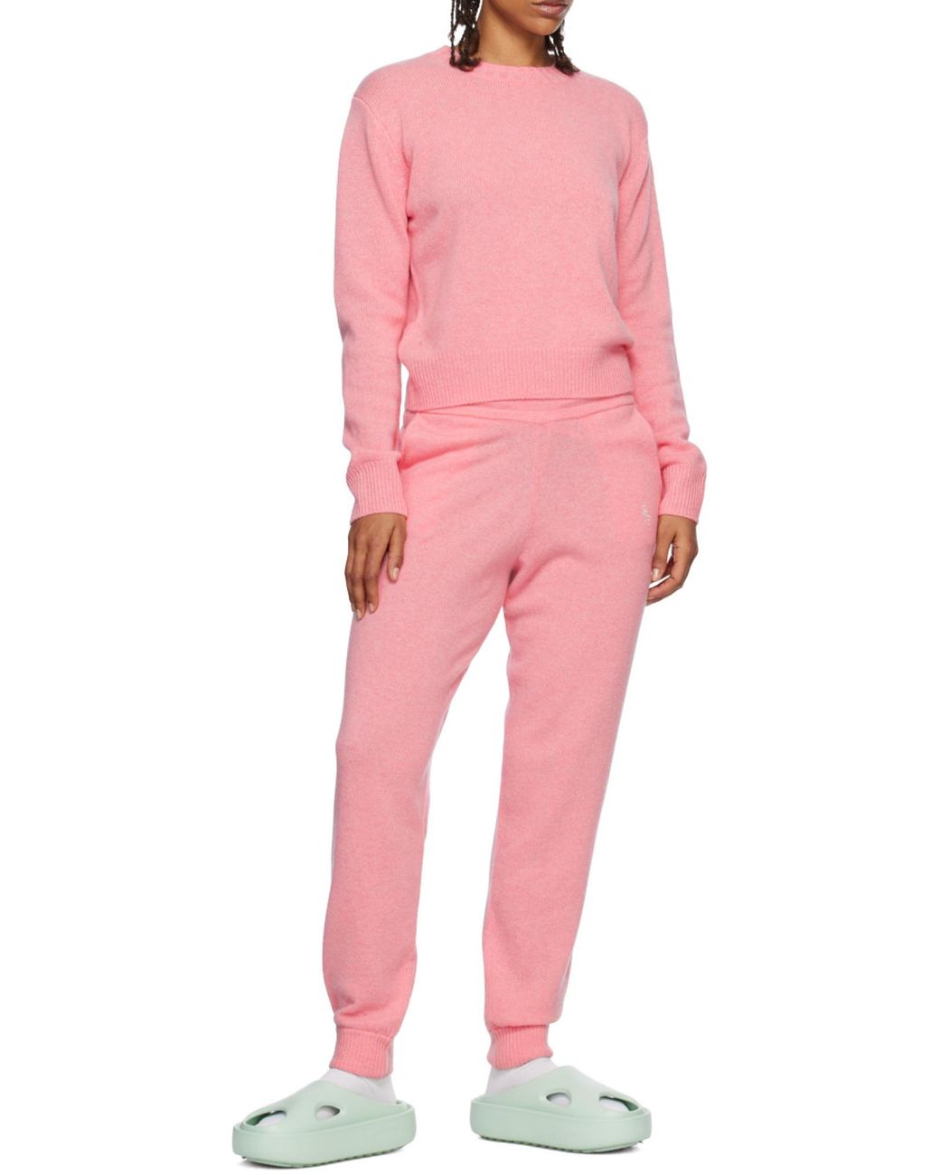 Sporty & Rich Pink Logo-Embroidered Crewneck Jumper