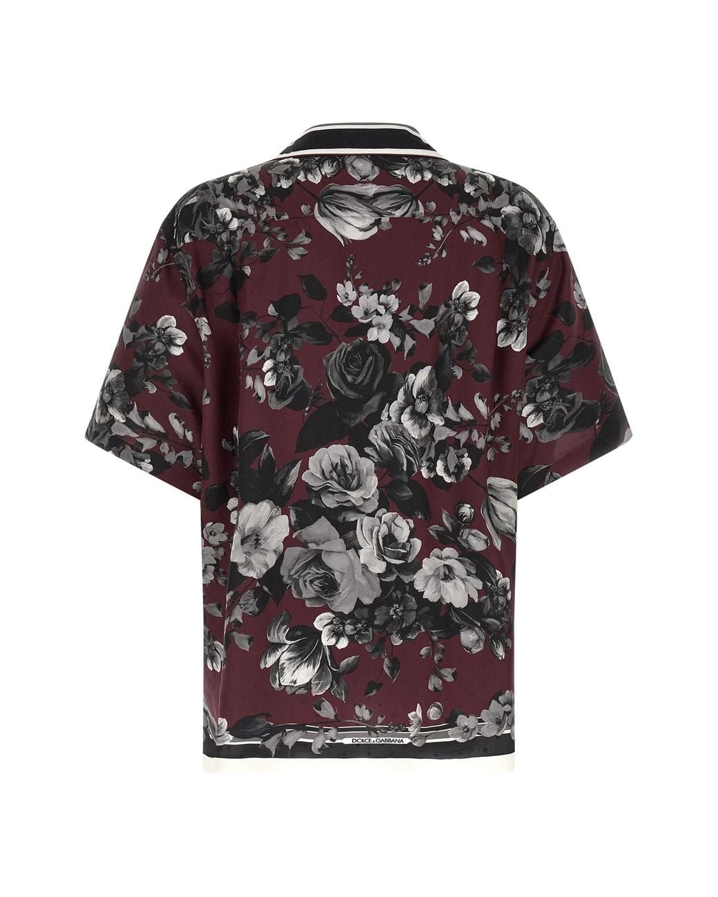 Dolce & Gabbana Black Floral-Printed Short-Sleeved Shirt for men