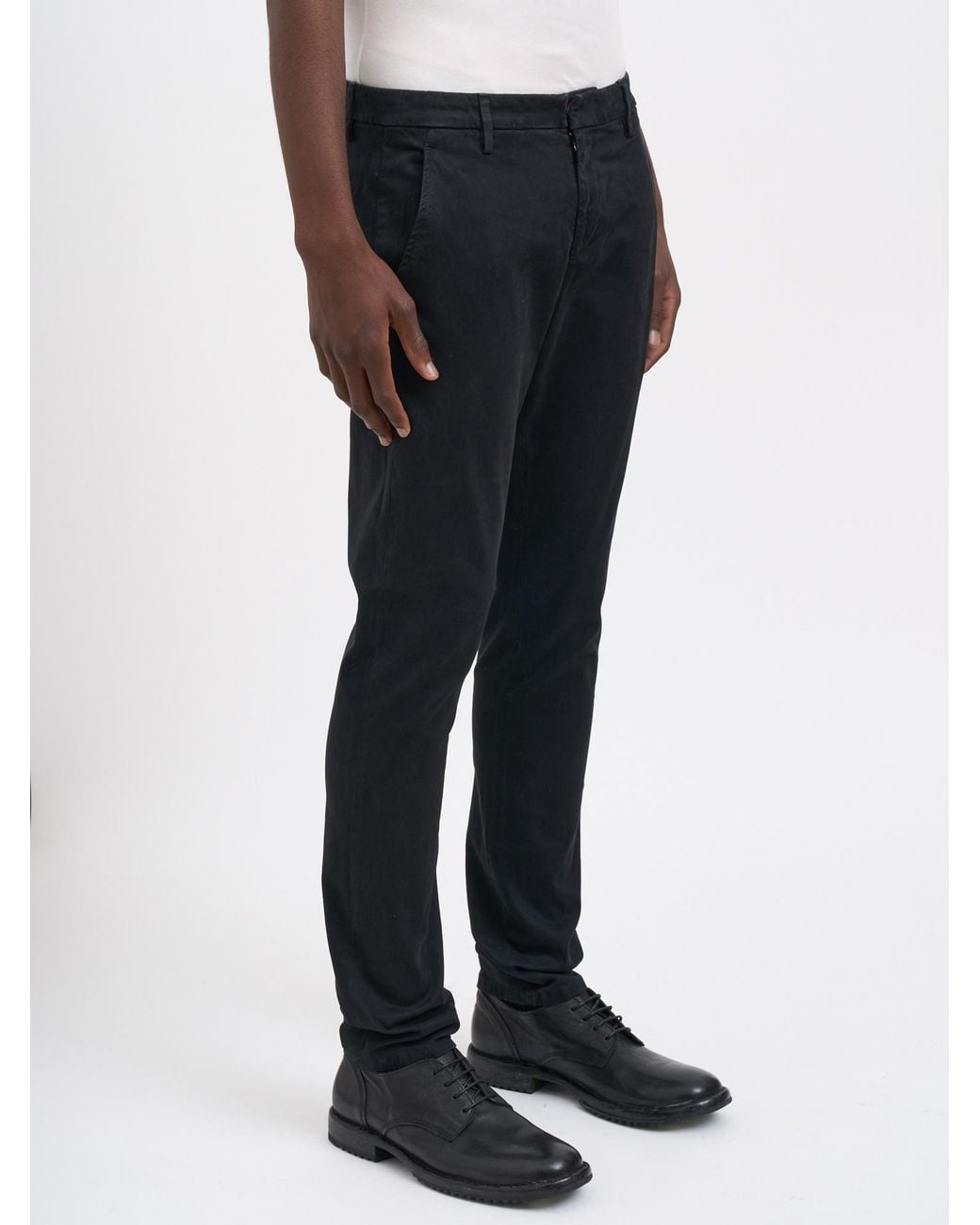 Dondup Black Tapered-Fit Casual Trousers With Zip Details for men