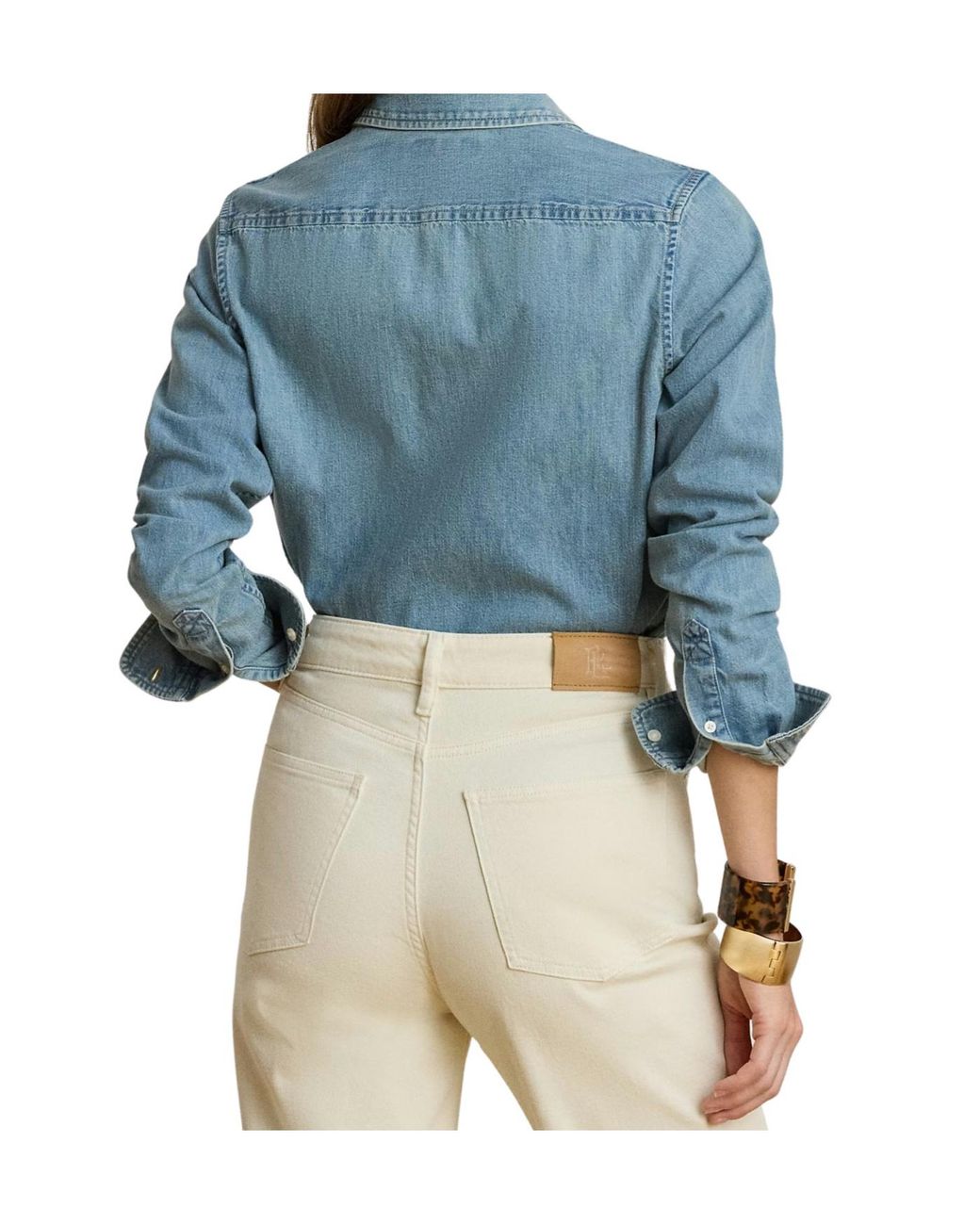 Ralph Lauren Blue Embroidered-Logo Denim Shirt