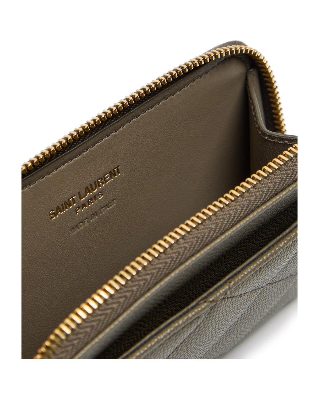 Saint Laurent Gray Small Zipper Card Holder