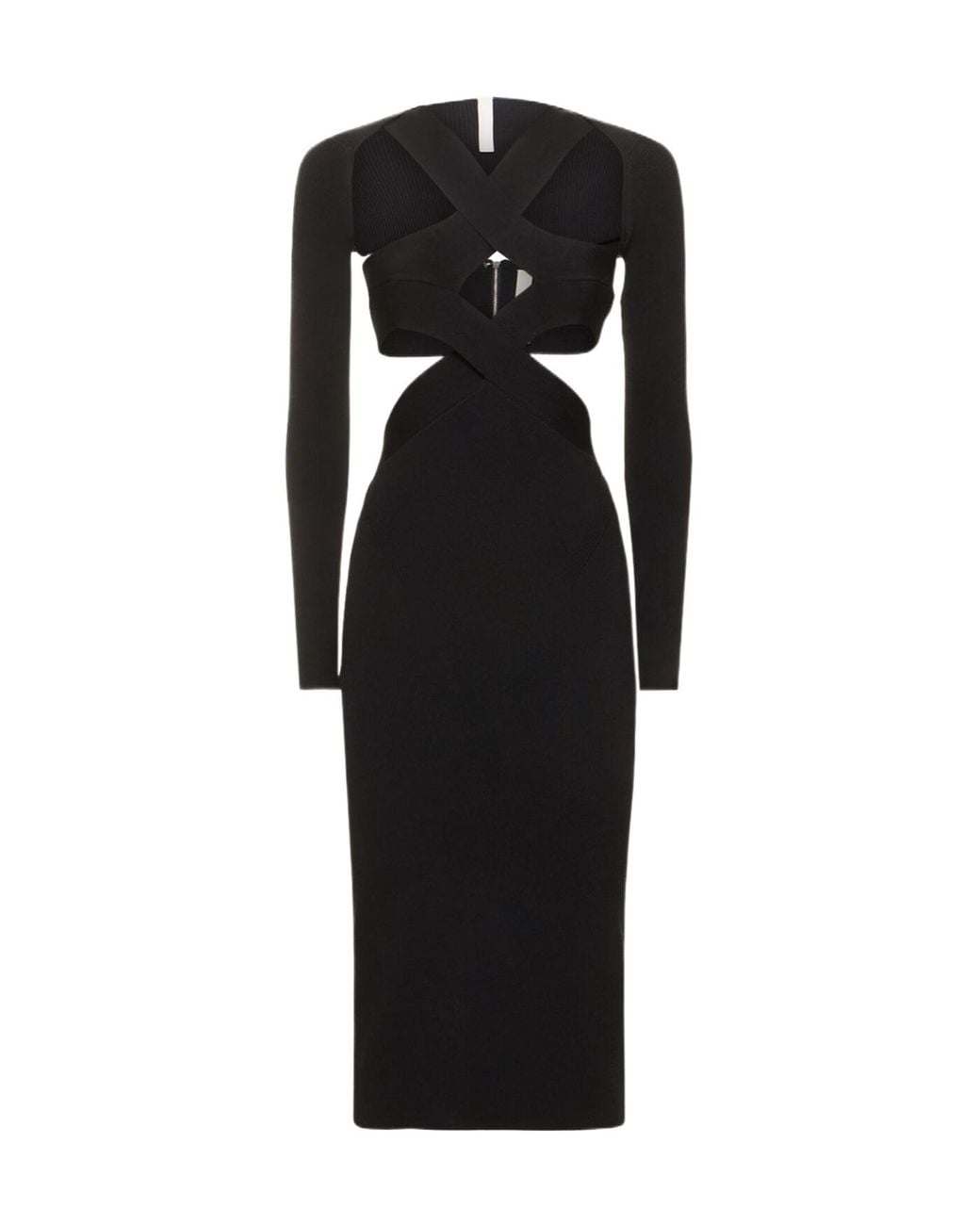 Dion Lee Black Digged And Cut Knitted Long-Sleeved Dress