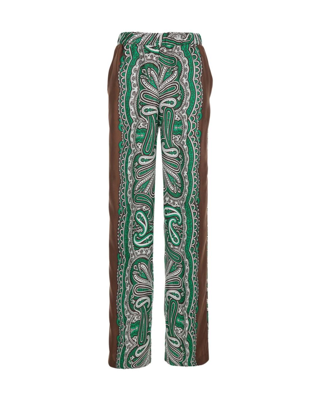 P.A.R.O.S.H. Green P.A.R.O..H. Pants With Contrast Side Stripe And All-Over Silk Scarf Print For Trousers