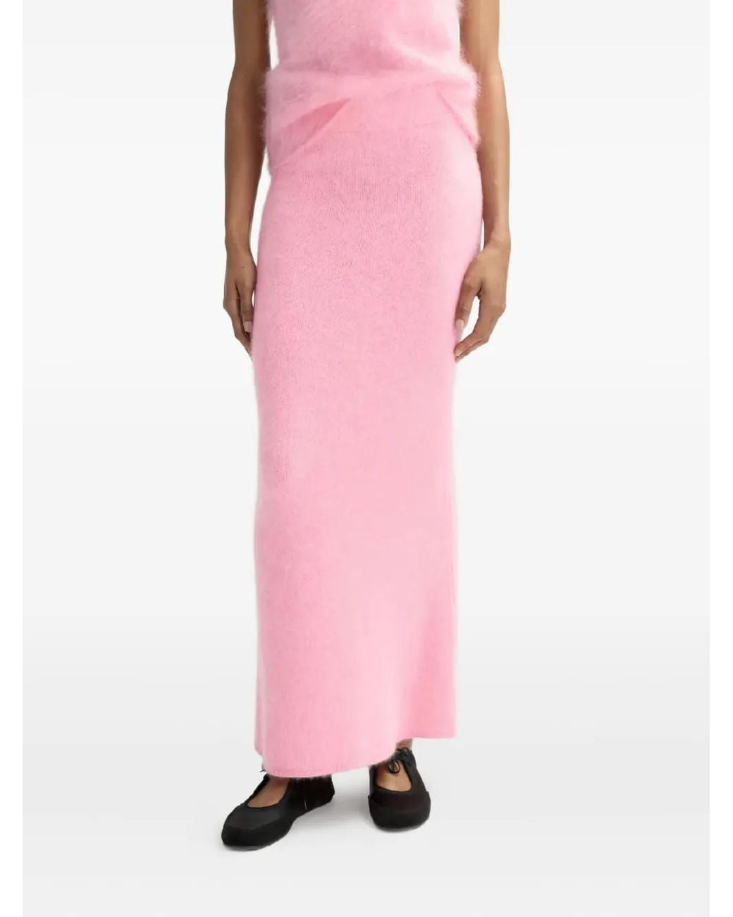Soft Goat Pink Cashmere Maxi Skirt