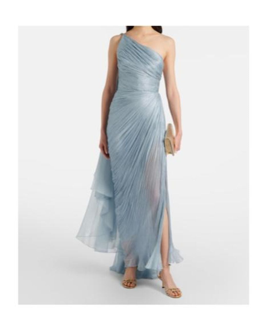 Maria Lucia Hohan Blue Florencia One-Shoulder Silk Gown