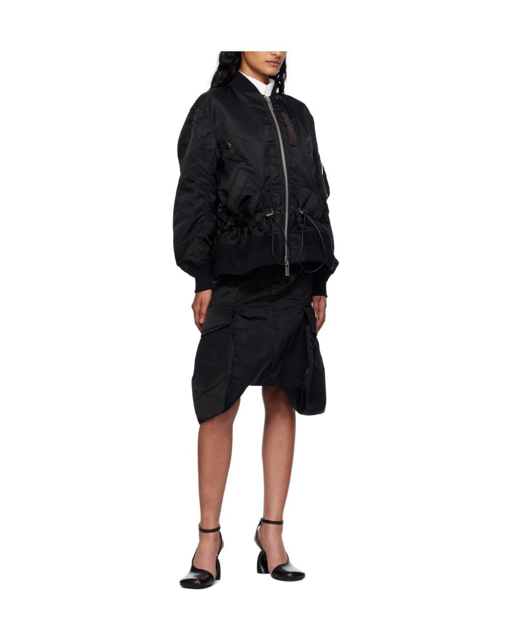 Sacai Gray Cargo-Pocket Straight Skirt
