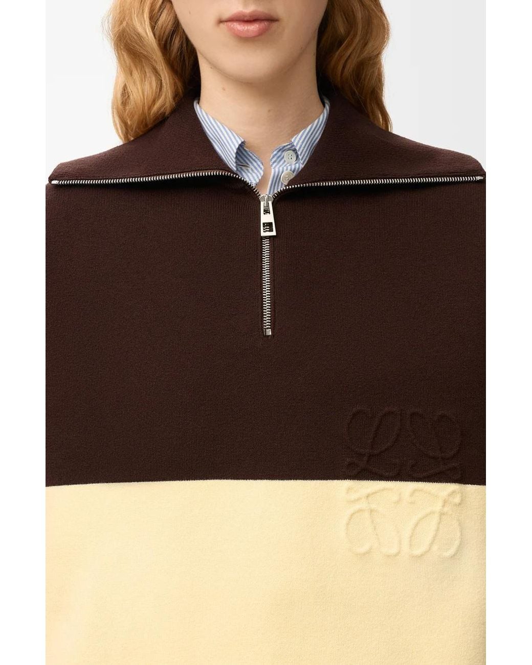 Loewe Brown Anagram-Embroidered Colour-Block Sweater